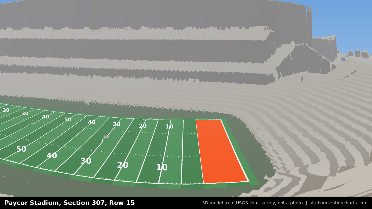 View from Paycor Stadium Section 307, Row 15, looking toward the field