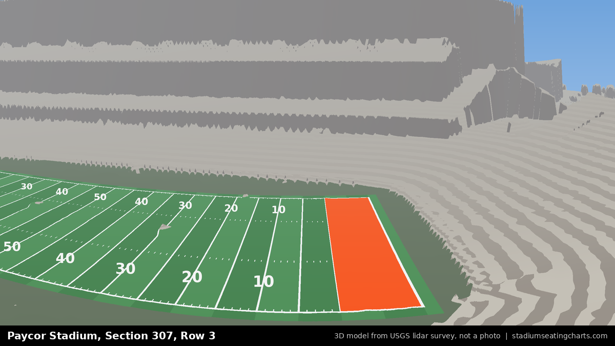 View from Paycor Stadium Section 307, Row 3, looking toward the field