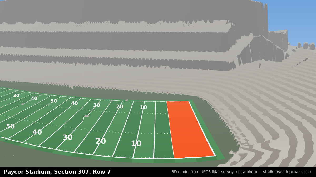 View from Paycor Stadium Section 307, Row 7, looking toward the field