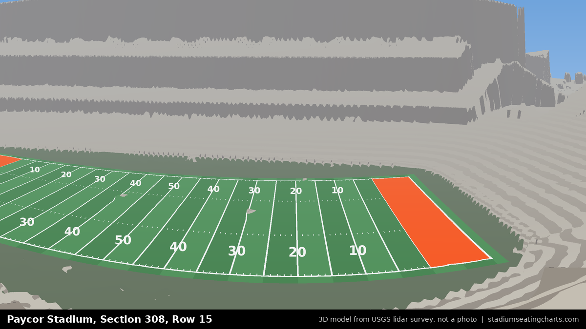View from Paycor Stadium Section 308, Row 15, looking toward the field
