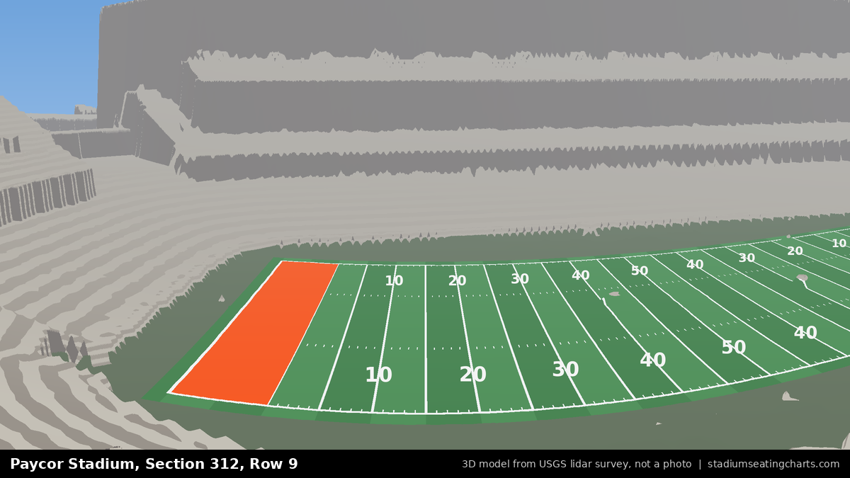 View from Paycor Stadium Section 312, Row 9, looking toward the field