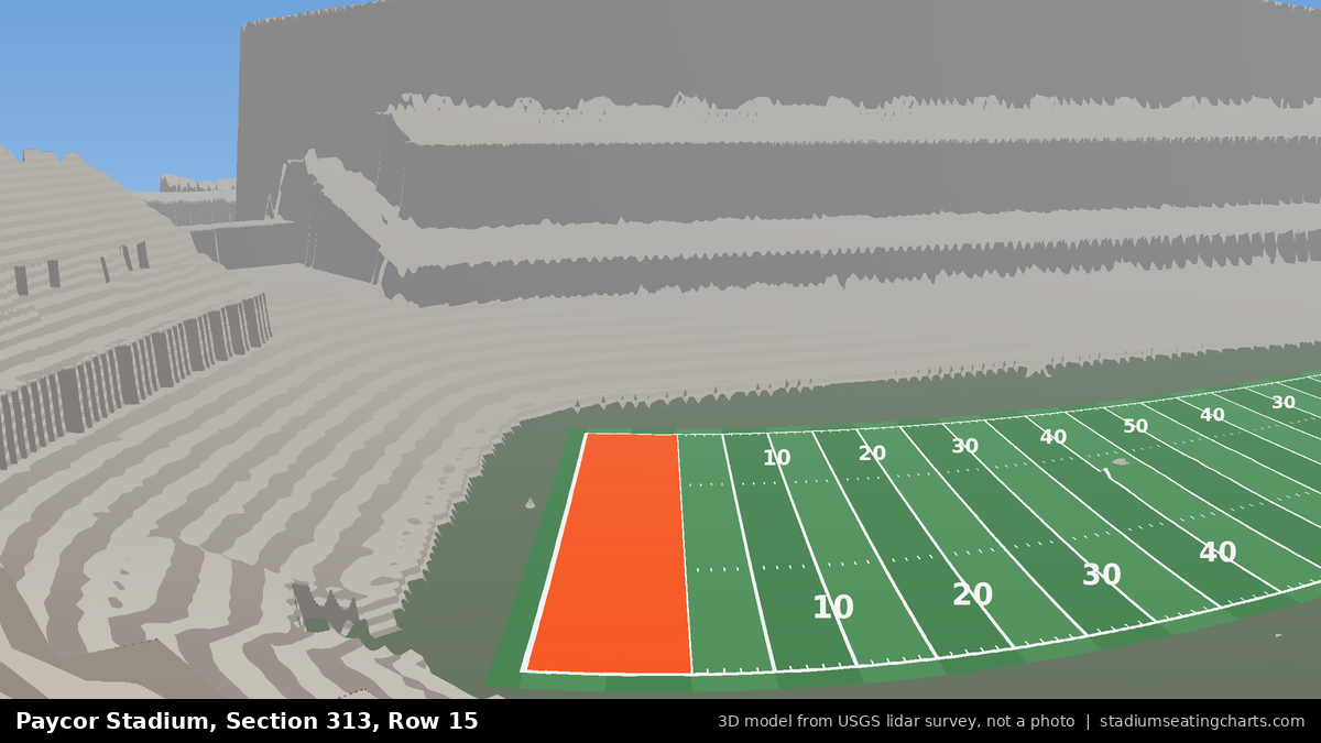 View from Paycor Stadium Section 313, Row 15, looking toward the field