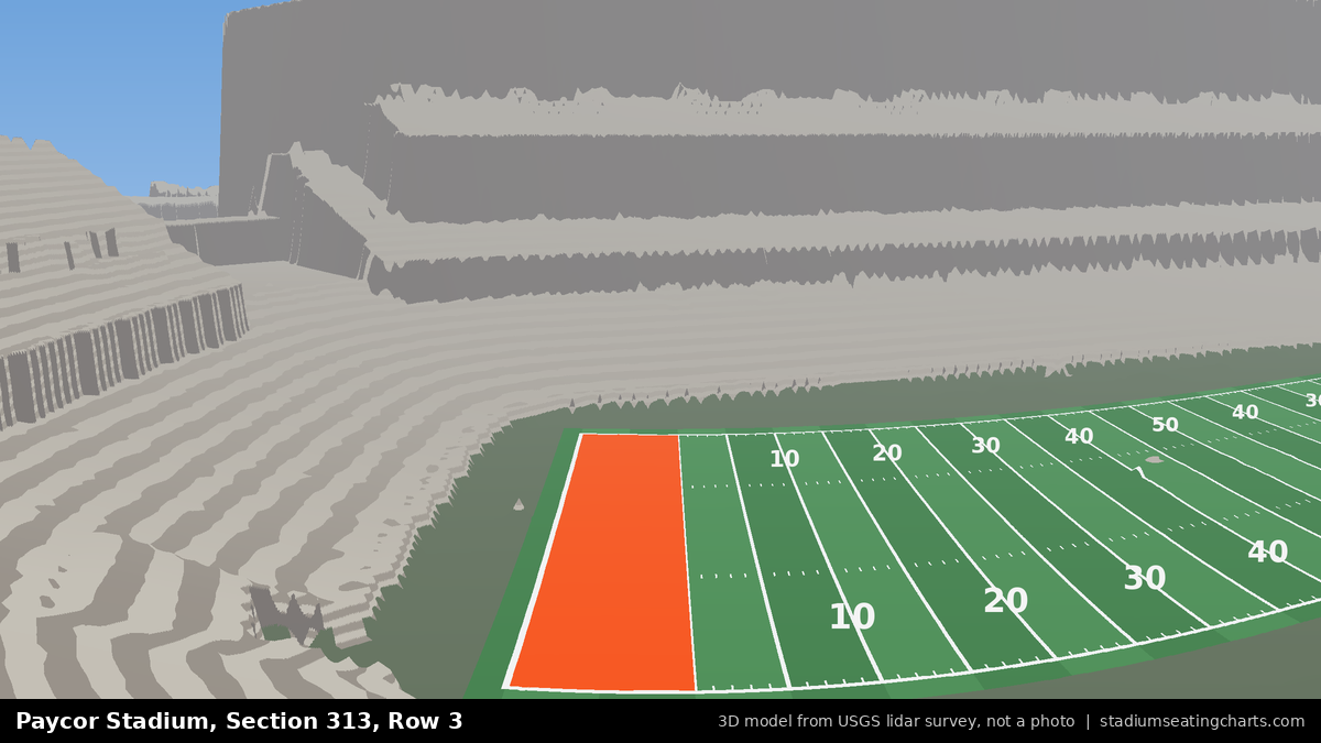 View from Paycor Stadium Section 313, Row 3, looking toward the field