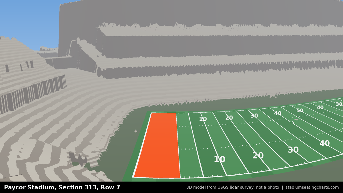 View from Paycor Stadium Section 313, Row 7, looking toward the field