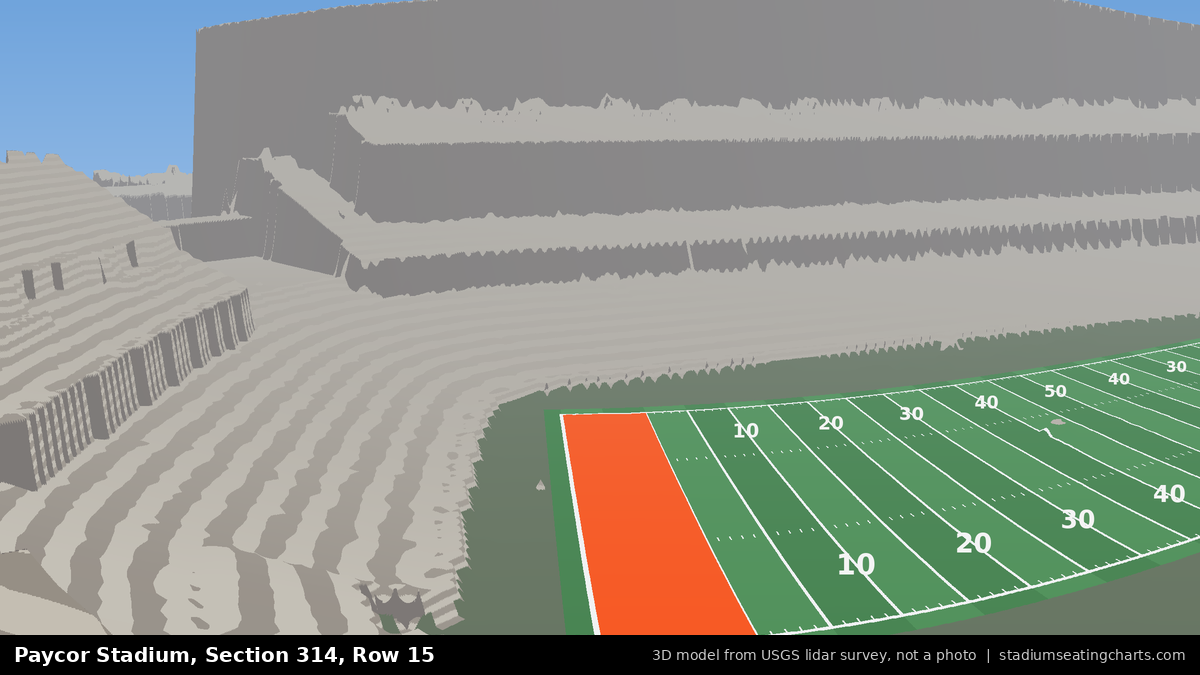 View from Paycor Stadium Section 314, Row 15, looking toward the field