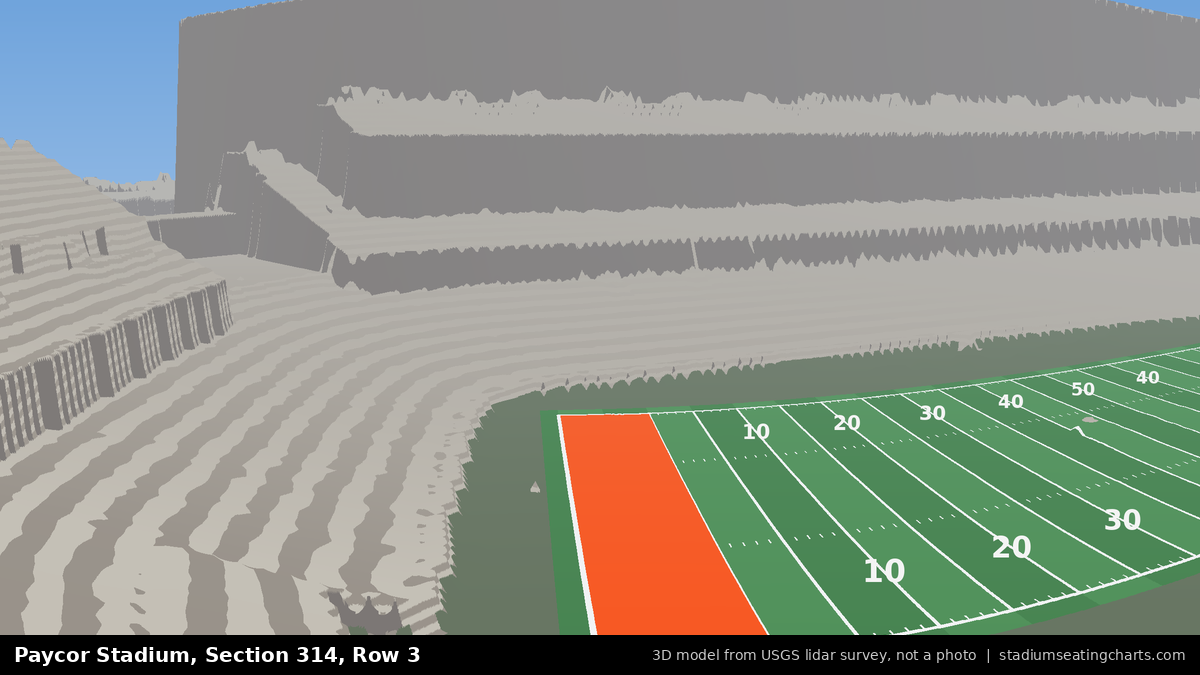 View from Paycor Stadium Section 314, Row 3, looking toward the field