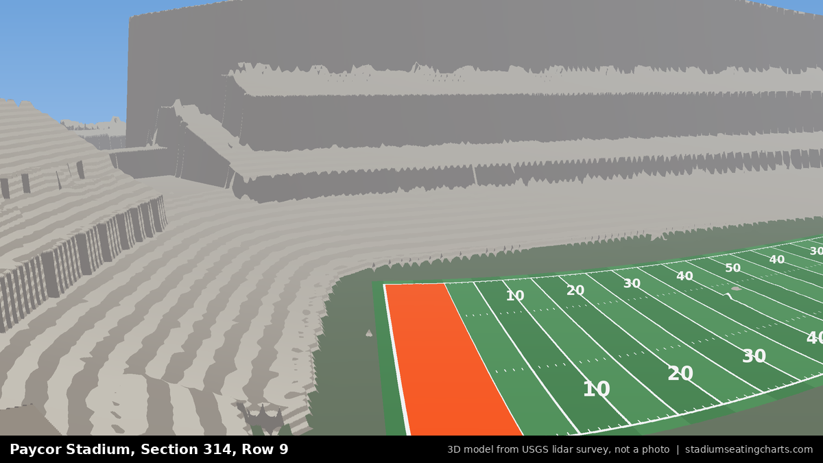 View from Paycor Stadium Section 314, Row 9, looking toward the field