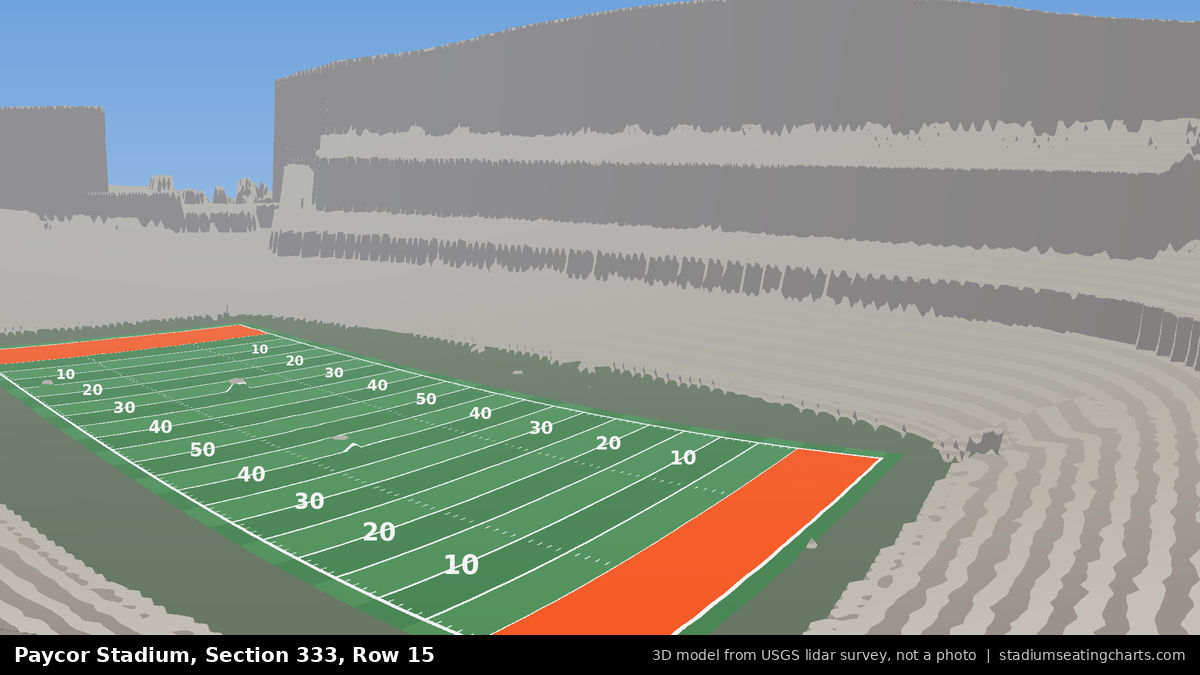 View from Paycor Stadium Section 333, Row 15, looking toward the field