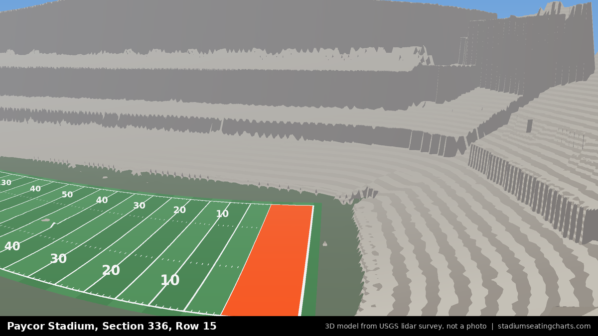 View from Paycor Stadium Section 336, Row 15, looking toward the field