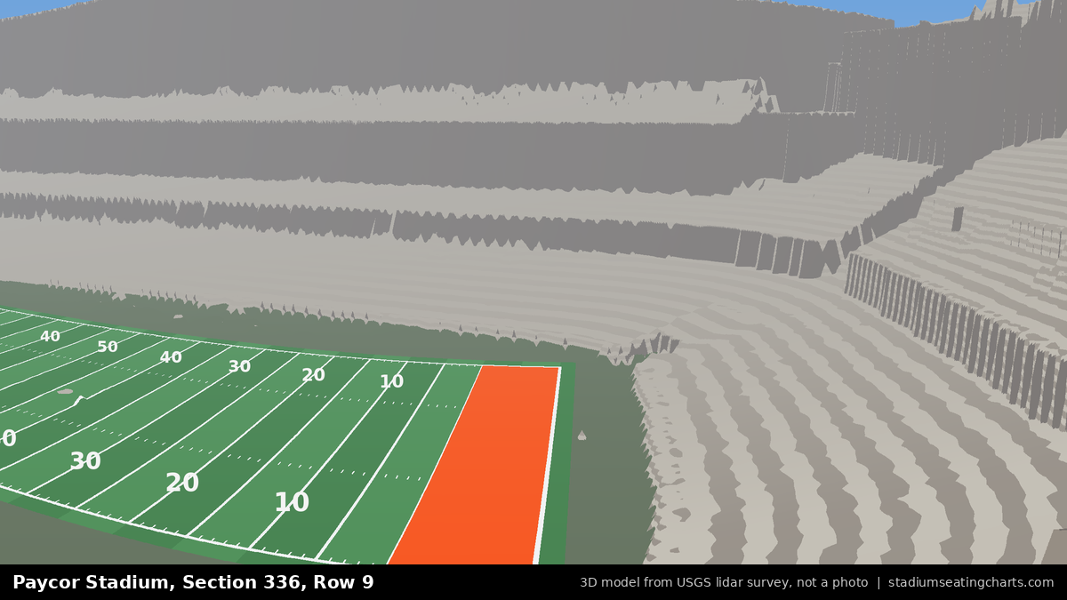 View from Paycor Stadium Section 336, Row 9, looking toward the field