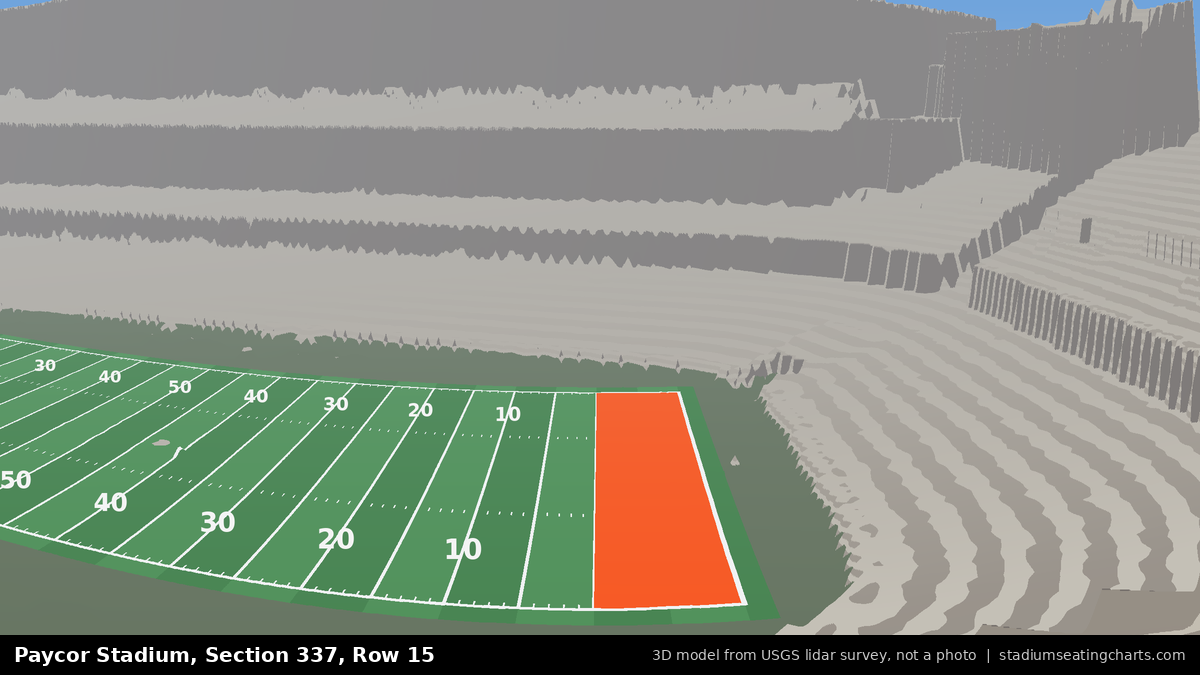 View from Paycor Stadium Section 337, Row 15, looking toward the field