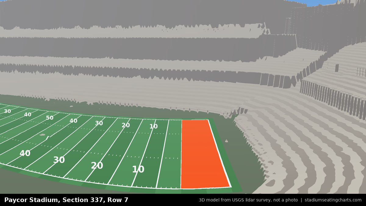 View from Paycor Stadium Section 337, Row 7, looking toward the field