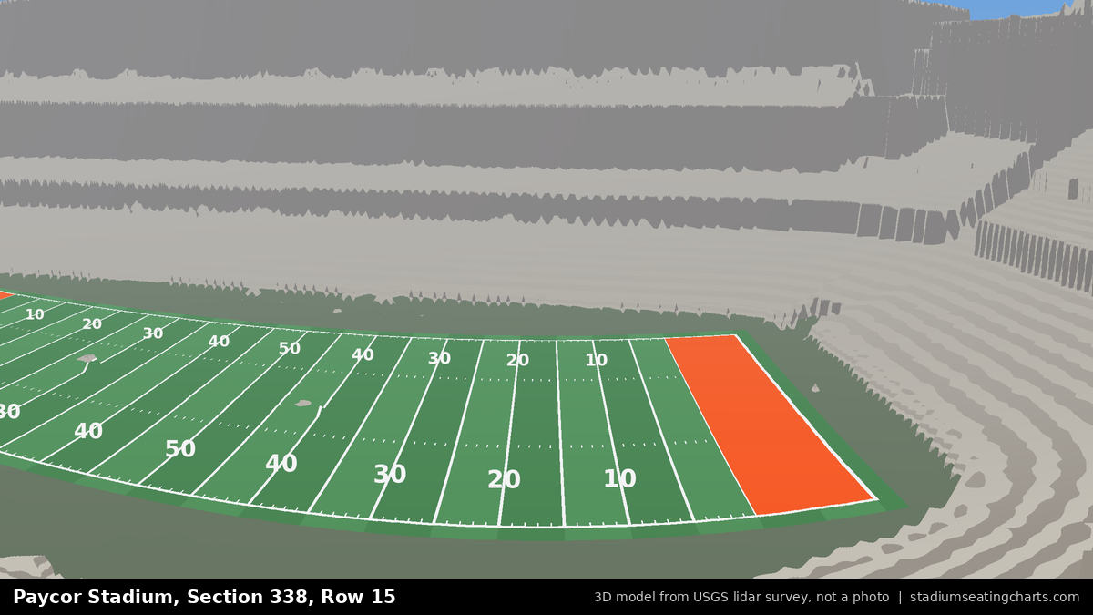 View from Paycor Stadium Section 338, Row 15, looking toward the field