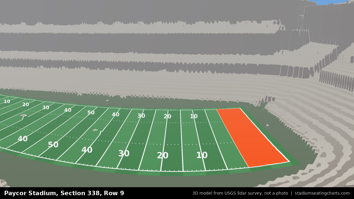 View from Paycor Stadium Section 338, Row 9, looking toward the field