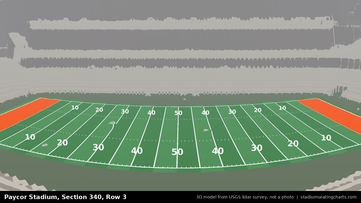 View from Paycor Stadium Section 340, Row 3, looking toward the field