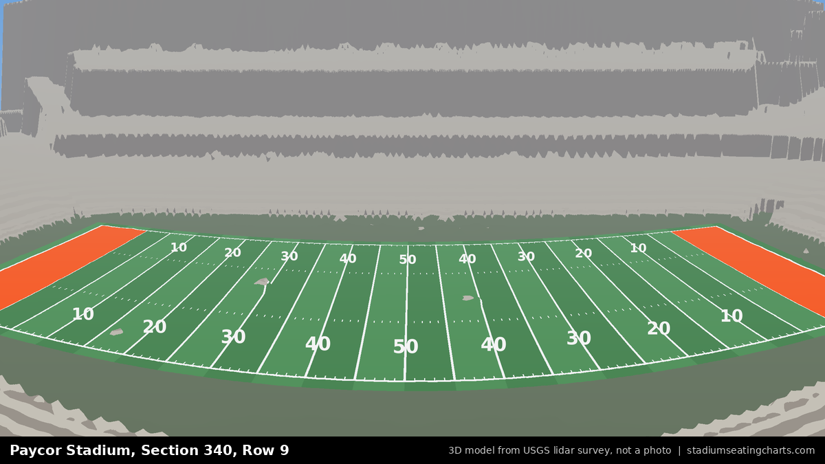 View from Paycor Stadium Section 340, Row 9, looking toward the field