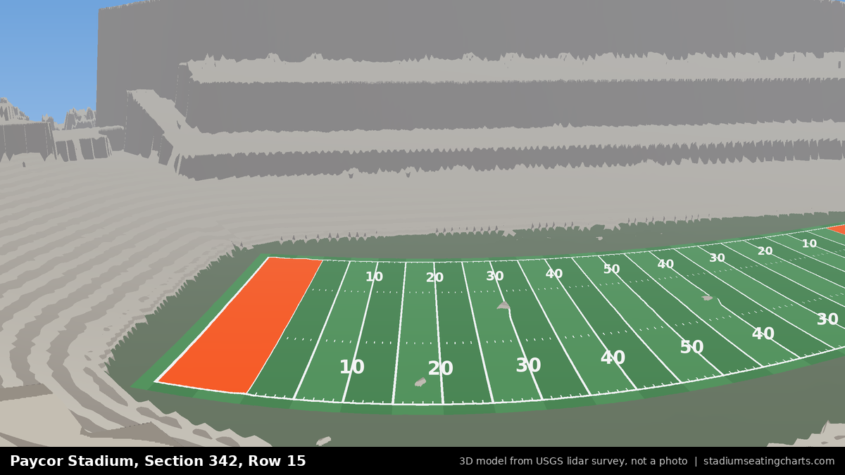 View from Paycor Stadium Section 342, Row 15, looking toward the field