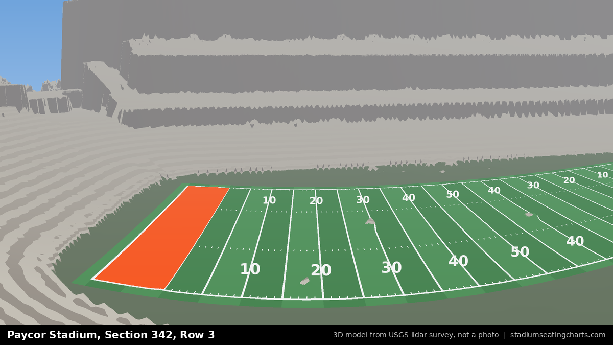 View from Paycor Stadium Section 342, Row 3, looking toward the field