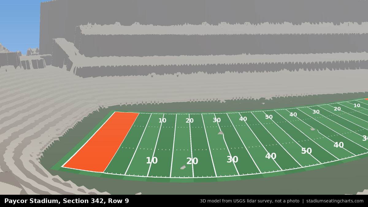 View from Paycor Stadium Section 342, Row 9, looking toward the field