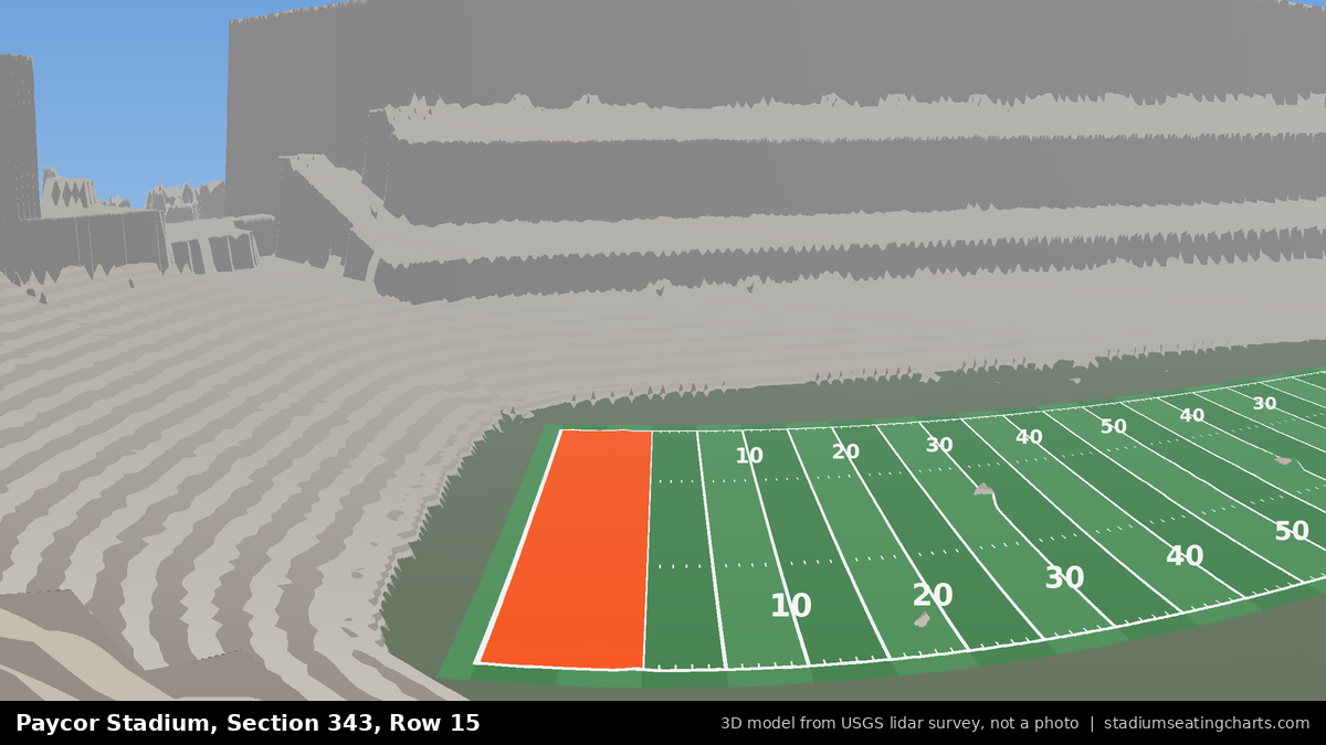 View from Paycor Stadium Section 343, Row 15, looking toward the field