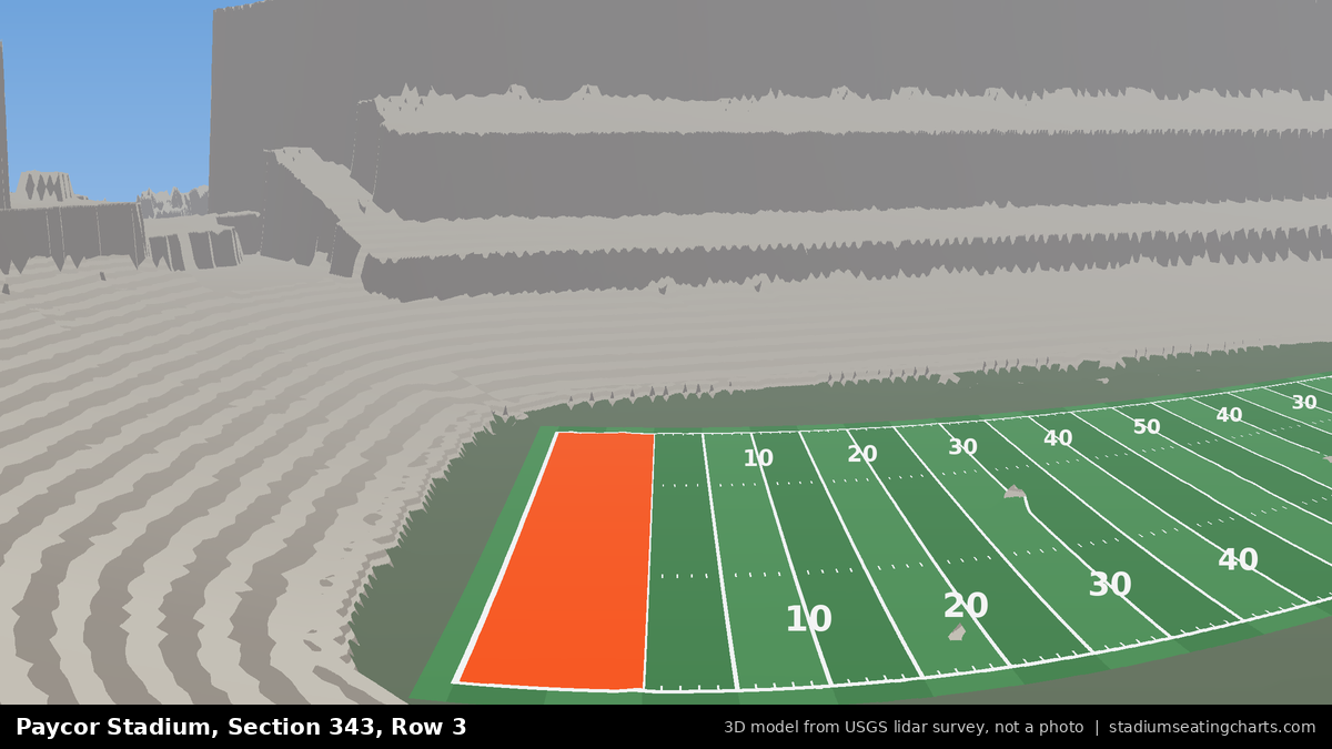 View from Paycor Stadium Section 343, Row 3, looking toward the field