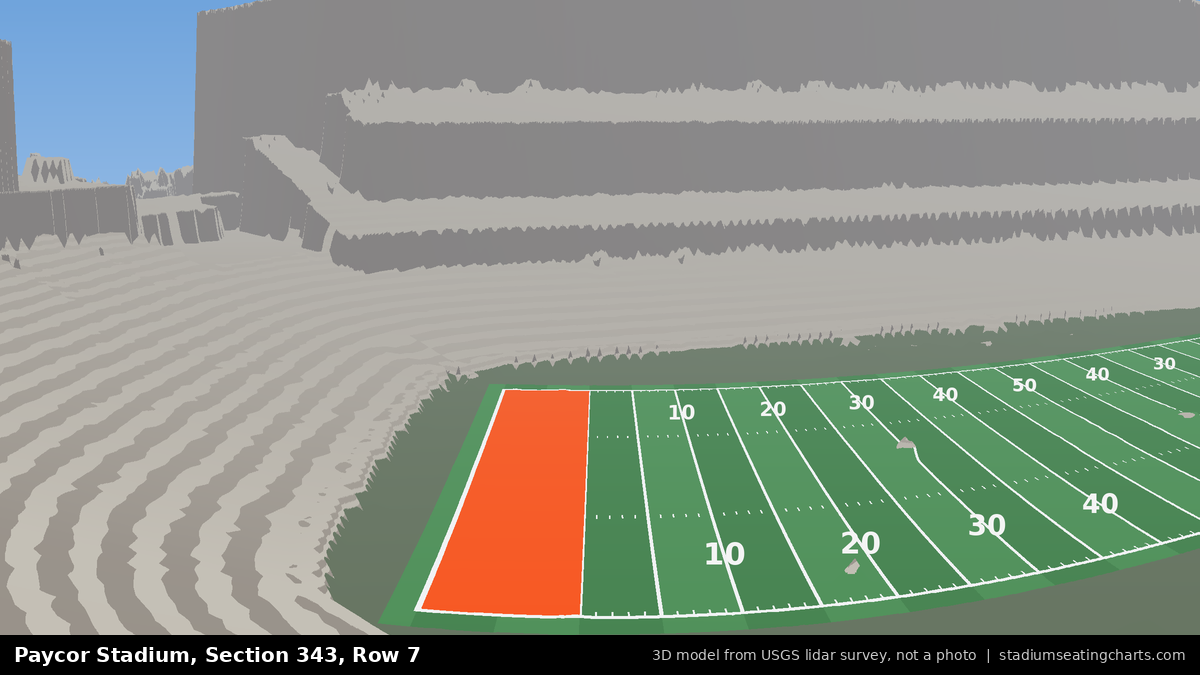 View from Paycor Stadium Section 343, Row 7, looking toward the field