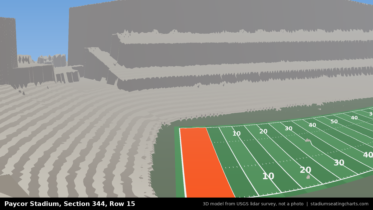 View from Paycor Stadium Section 344, Row 15, looking toward the field