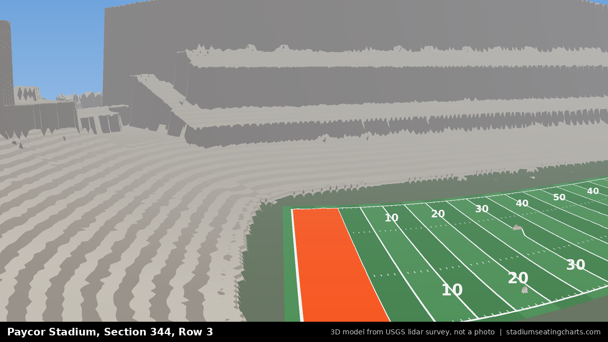 View from Paycor Stadium Section 344, Row 3, looking toward the field