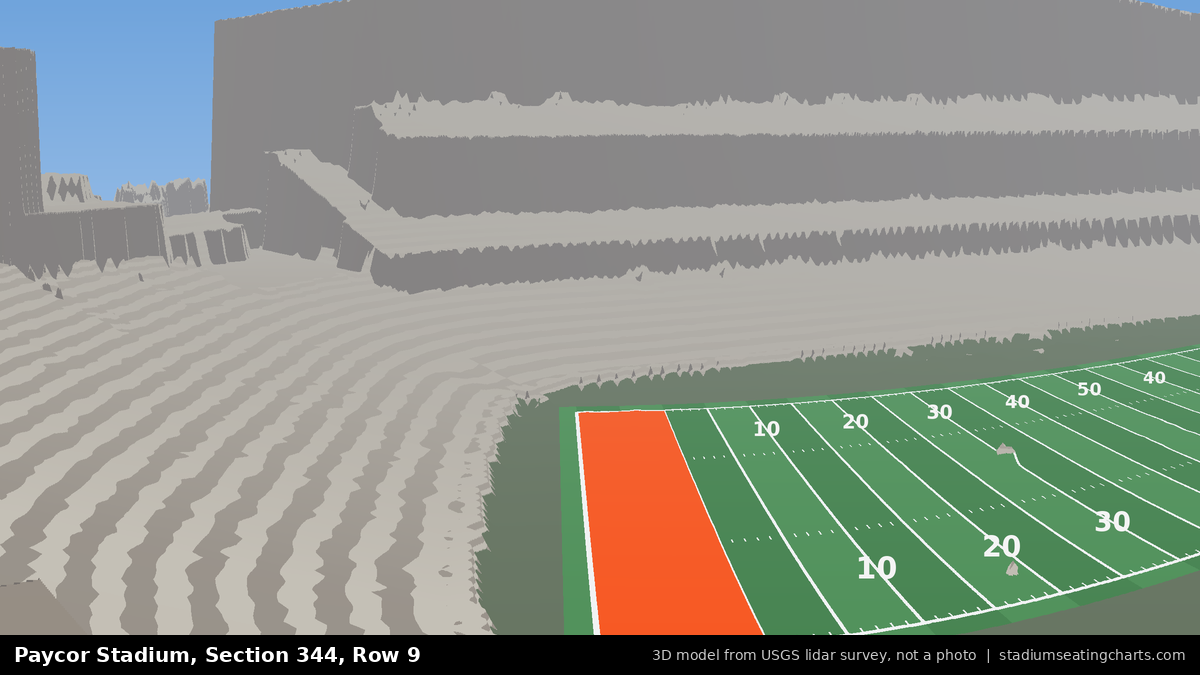 View from Paycor Stadium Section 344, Row 9, looking toward the field
