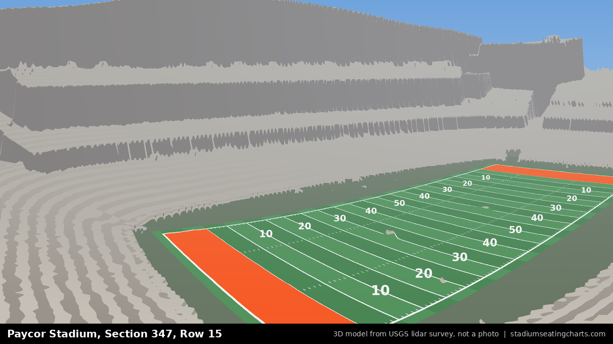 View from Paycor Stadium Section 347, Row 15, looking toward the field