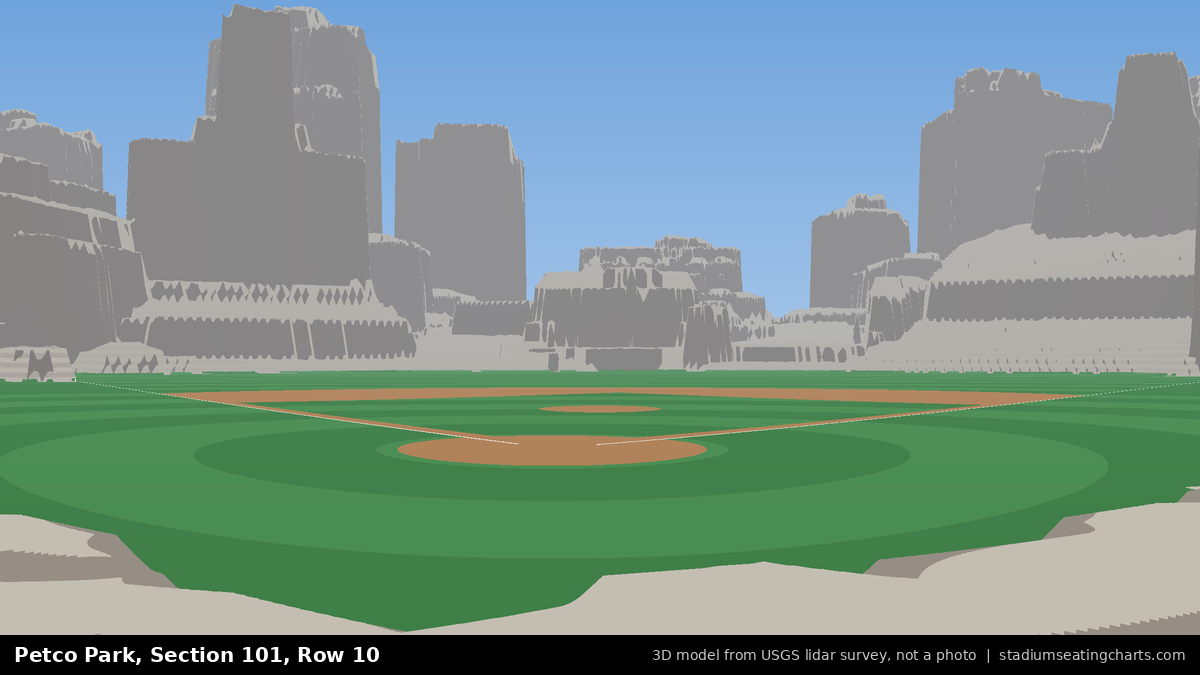 View from Petco Park Section 101, Row 10, looking toward the pitcher's mound