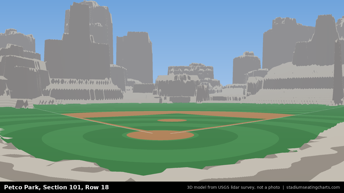 View from Petco Park Section 101, Row 18, looking toward the pitcher's mound