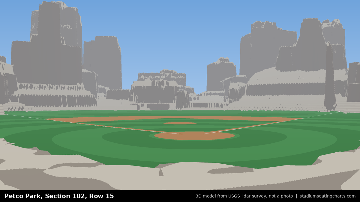 View from Petco Park Section 102, Row 15, looking toward the pitcher's mound