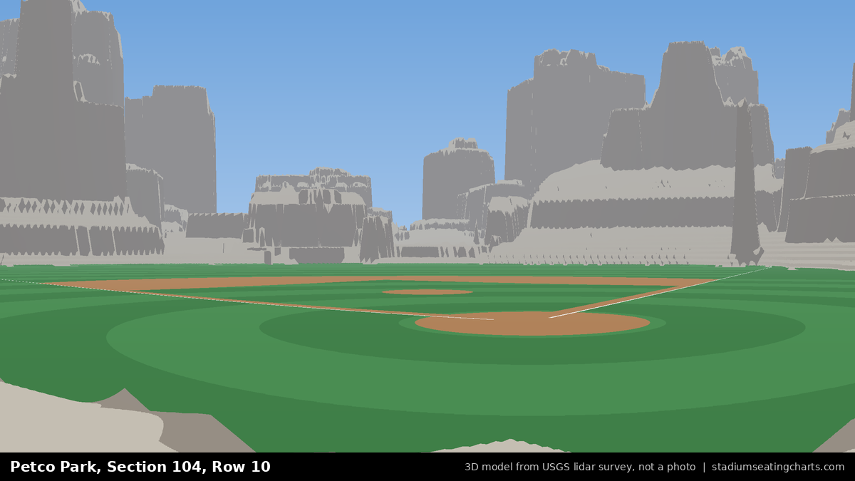 View from Petco Park Section 104, Row 10, looking toward the pitcher's mound