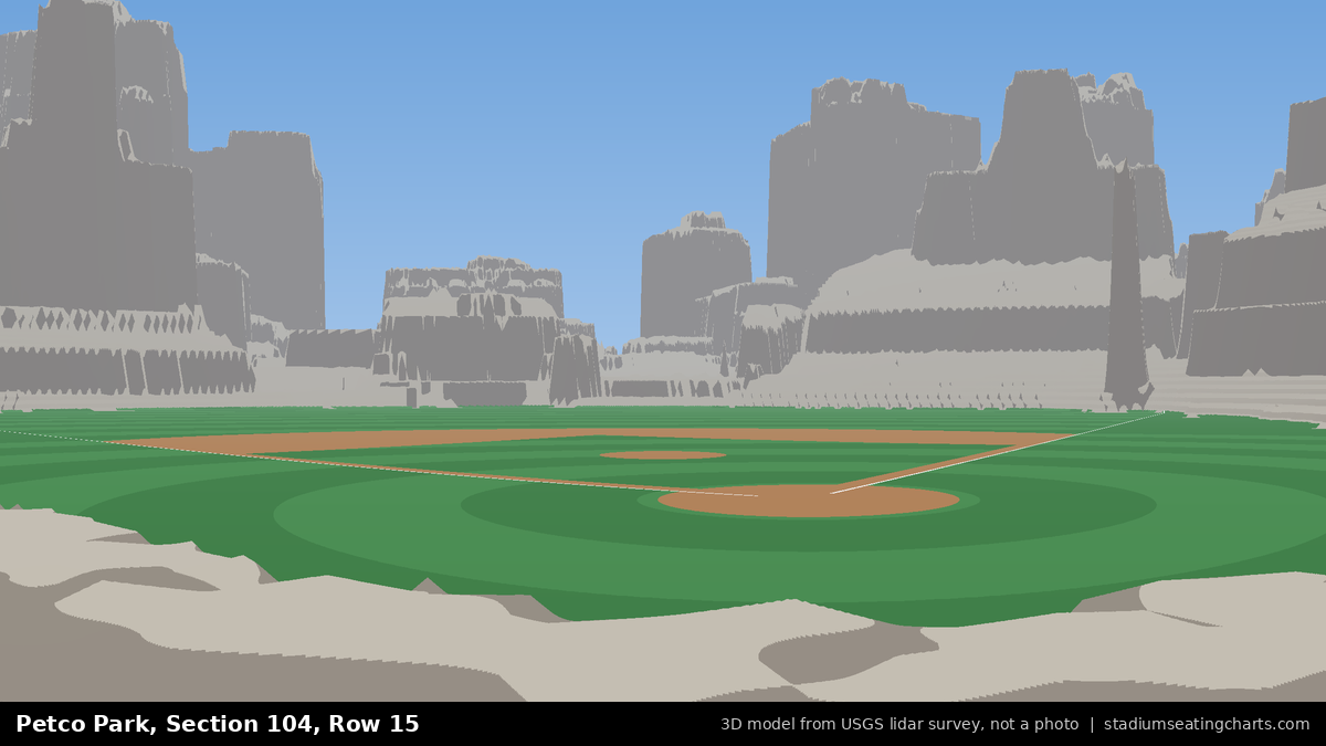 View from Petco Park Section 104, Row 15, looking toward the pitcher's mound