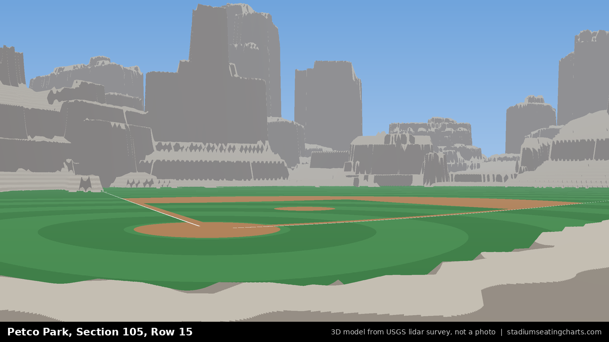 View from Petco Park Section 105, Row 15, looking toward the pitcher's mound