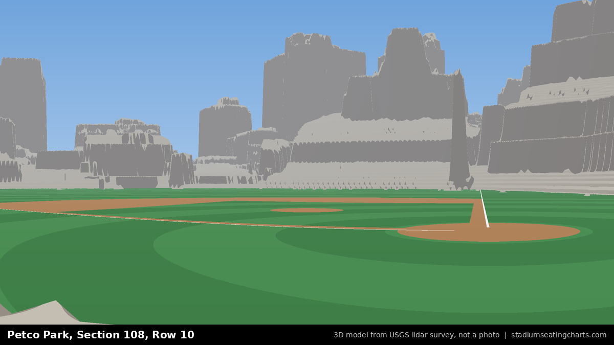 View from Petco Park Section 108, Row 10, looking toward the pitcher's mound