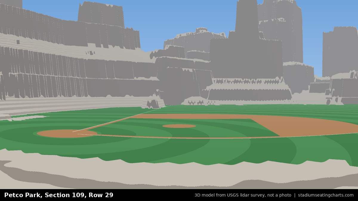 View from Petco Park Section 109, Row 29, looking toward the pitcher's mound