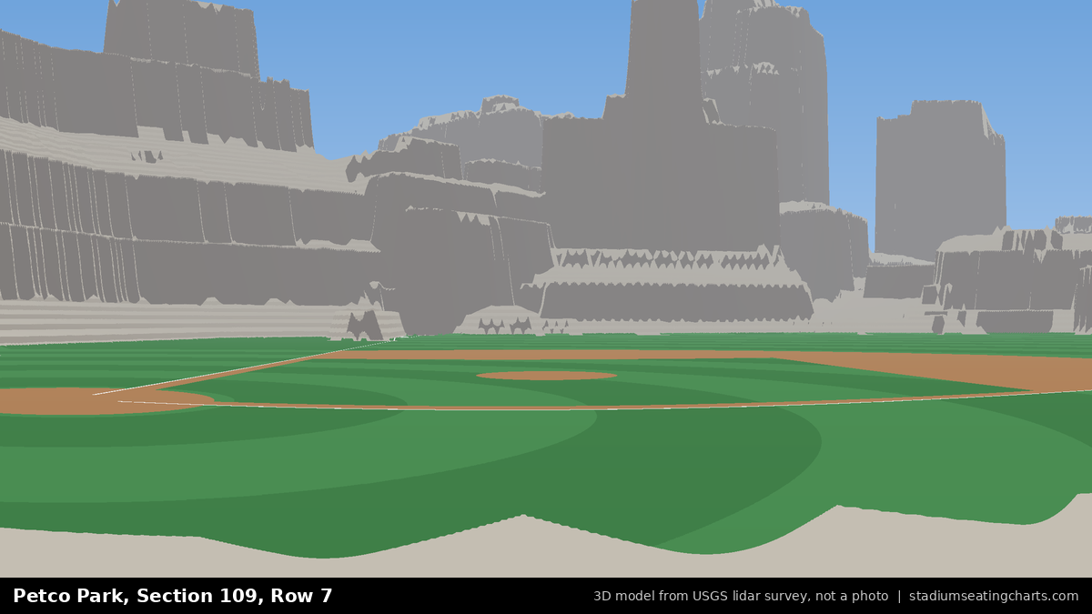 View from Petco Park Section 109, Row 7, looking toward the pitcher's mound