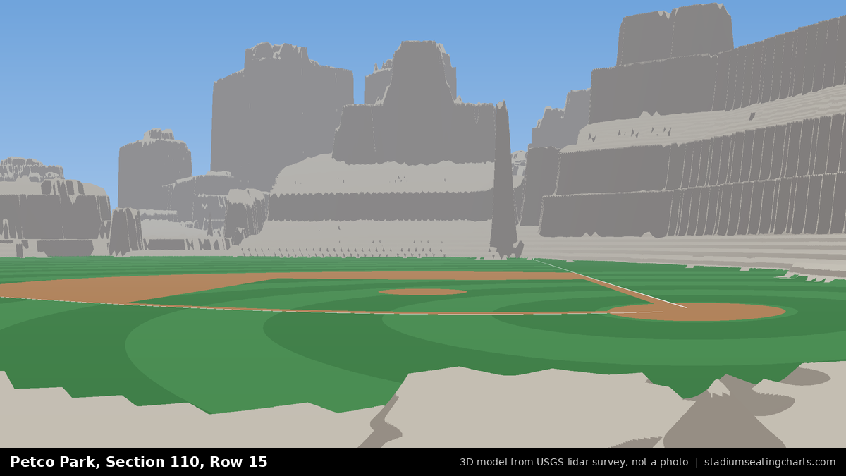 View from Petco Park Section 110, Row 15, looking toward the pitcher's mound