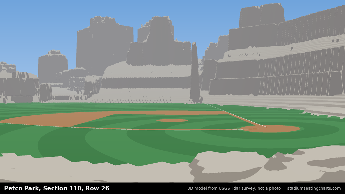 View from Petco Park Section 110, Row 26, looking toward the pitcher's mound