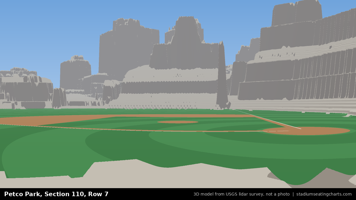View from Petco Park Section 110, Row 7, looking toward the pitcher's mound