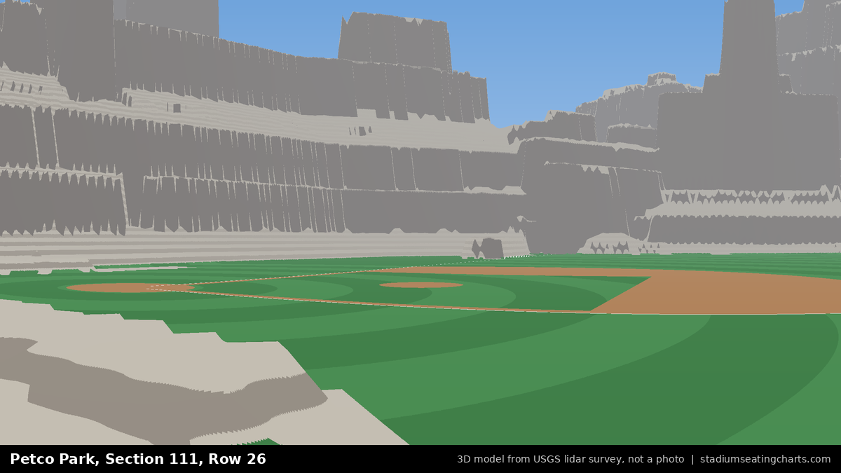 View from Petco Park Section 111, Row 26, looking toward the pitcher's mound