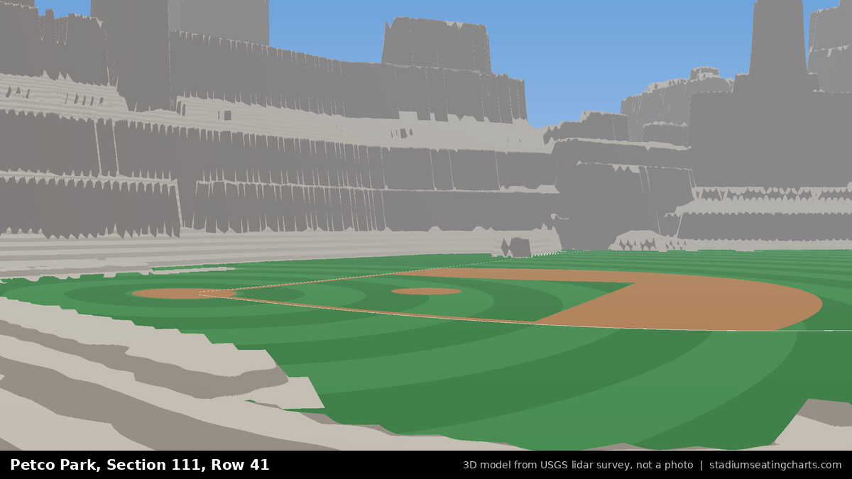 View from Petco Park Section 111, Row 41, looking toward the pitcher's mound
