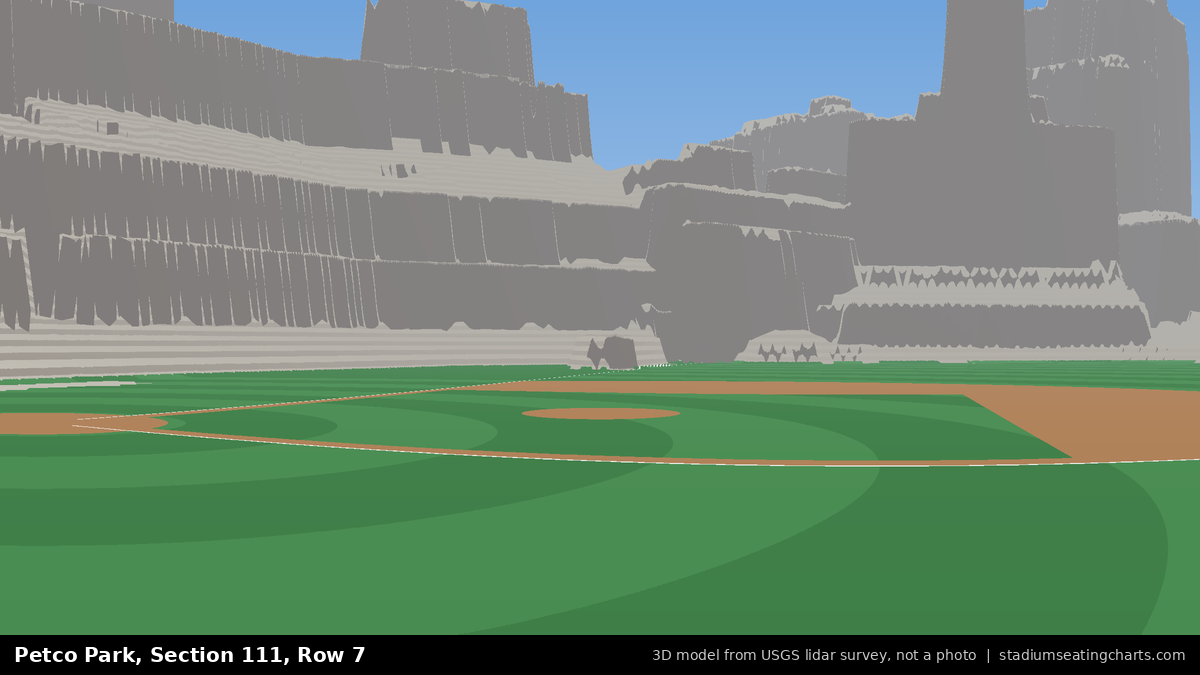View from Petco Park Section 111, Row 7, looking toward the pitcher's mound