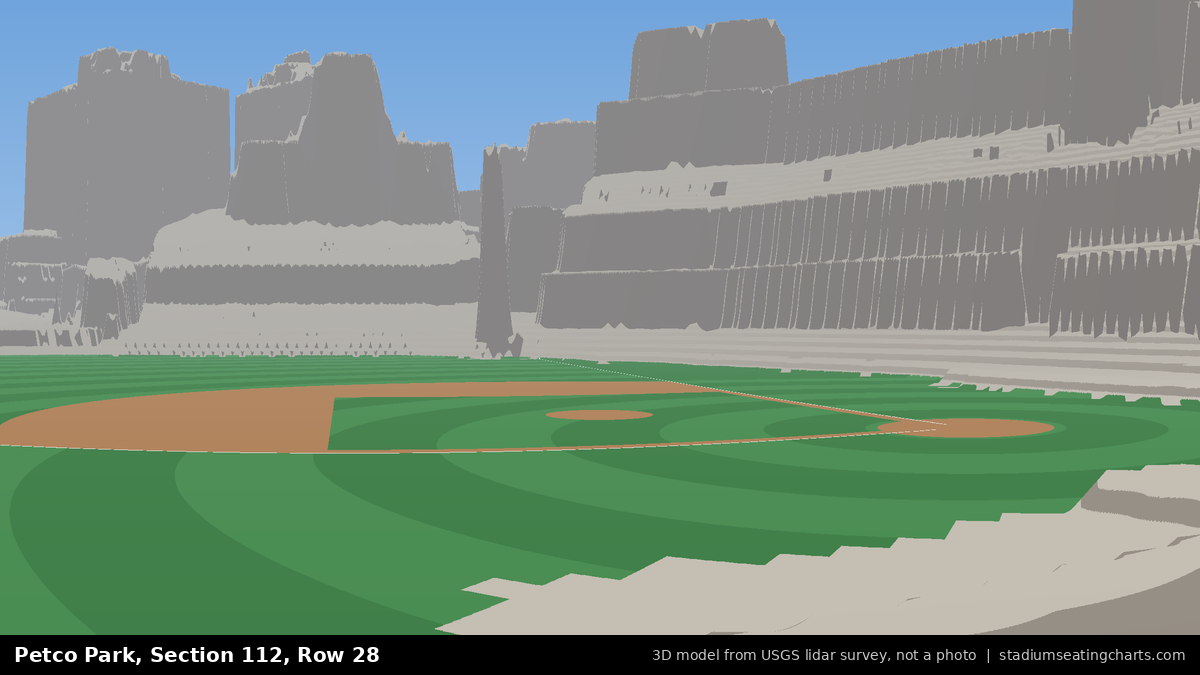 View from Petco Park Section 112, Row 28, looking toward the pitcher's mound
