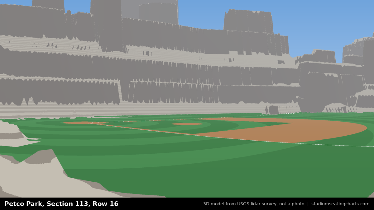 View from Petco Park Section 113, Row 16, looking toward the pitcher's mound