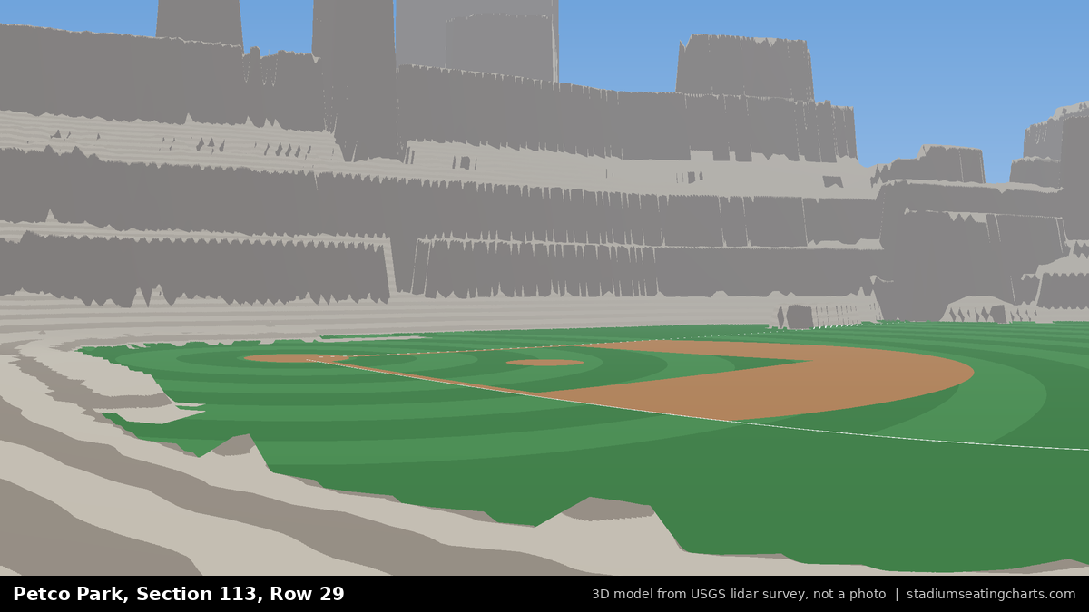 View from Petco Park Section 113, Row 29, looking toward the pitcher's mound