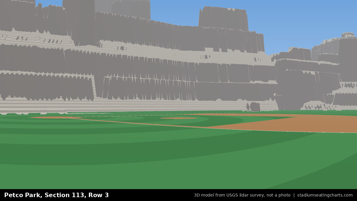 View from Petco Park Section 113, Row 3, looking toward the pitcher's mound