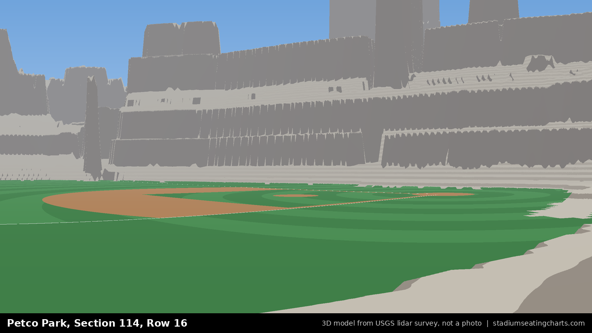 View from Petco Park Section 114, Row 16, looking toward the pitcher's mound